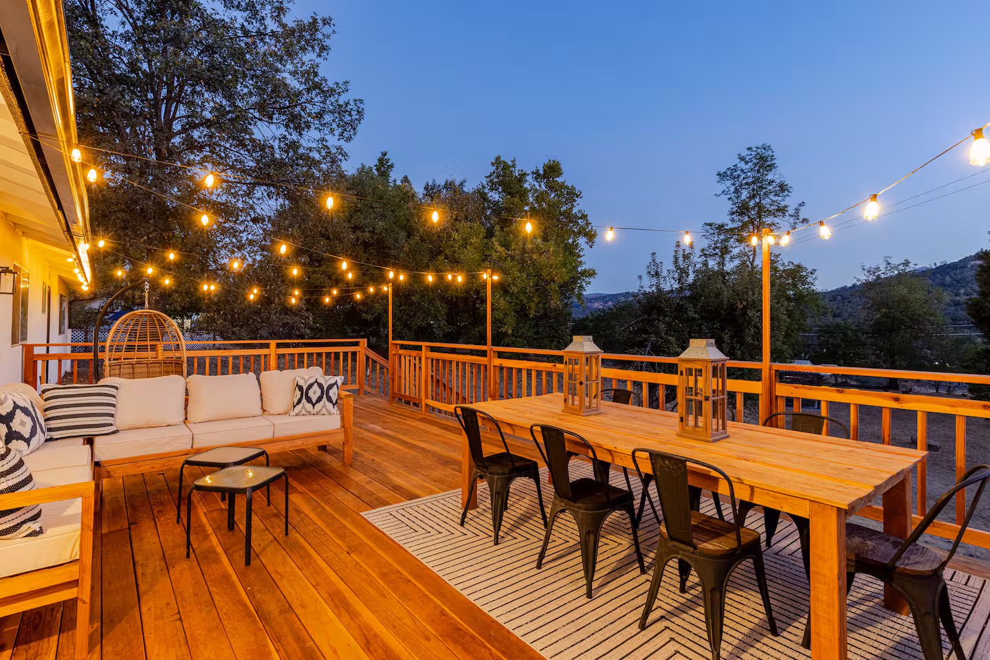 Comfortable deck at Acre Stays Oakhurst property